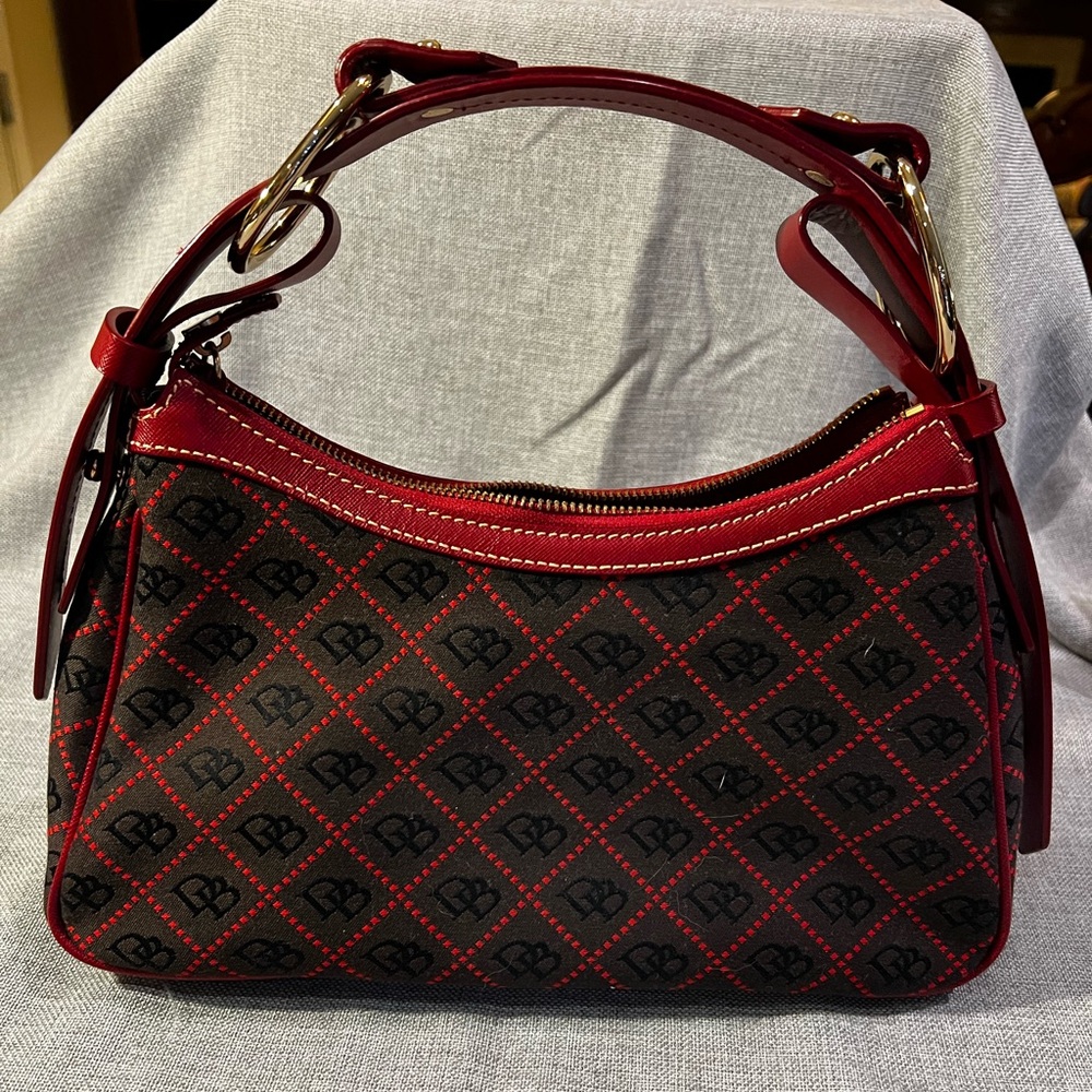 Classic Dooney & Bourke Medium Hobo Brown/Red Leather Bag